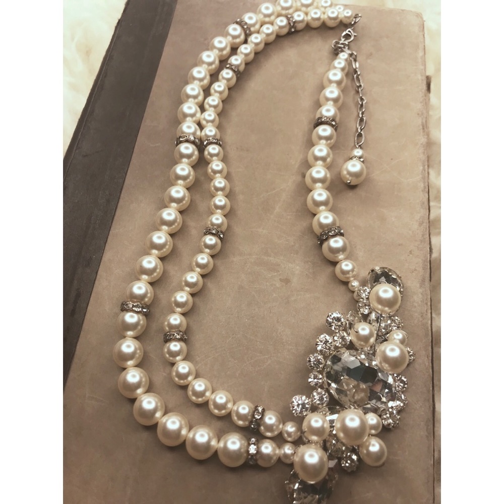 Handmade Pearl Bridal Statement Necklace - Picture 3 of 7